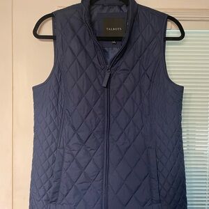 Talbots Women’s Small Quilted Vest Navy Blue Zip Front Lightweight